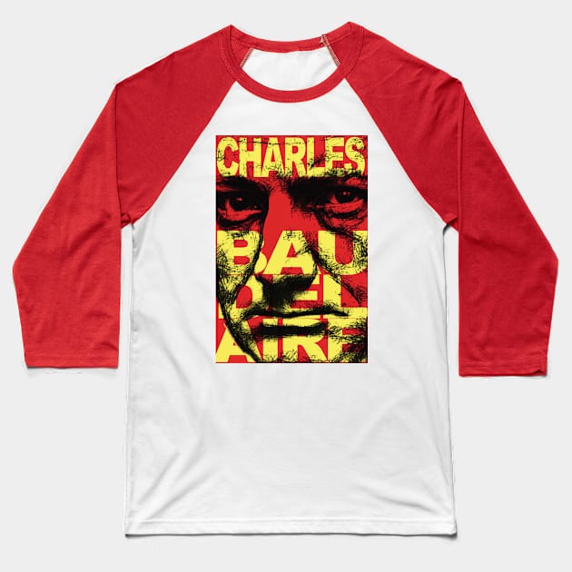 Charles Baudelaire Red and Yellow Baseball T-Shirt by Exile Kings 